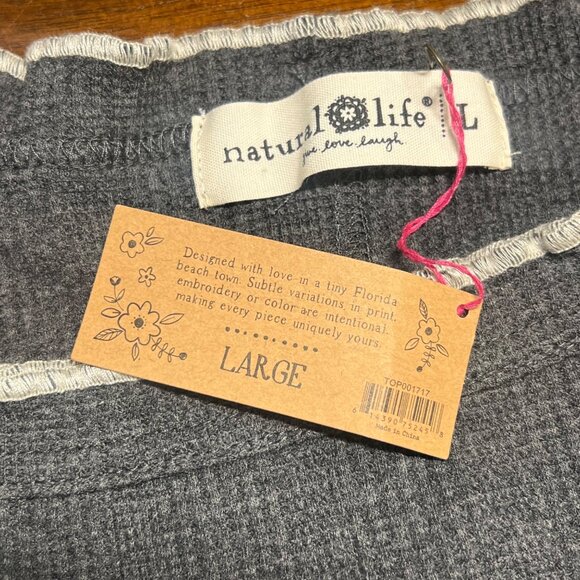 NWT Natural Life Nature Granola Whimsigoth Indie Tank Waffle Lettuce Hem Large - Picture 5 of 9